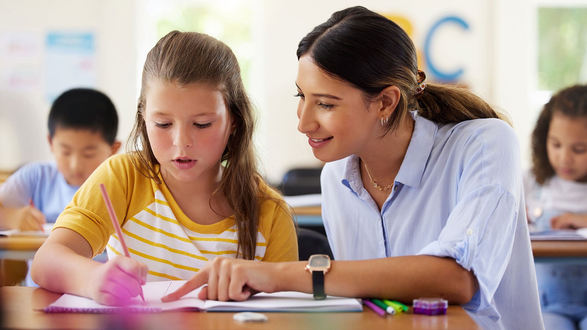 teacher with student