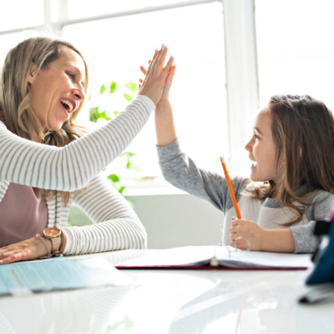 Mother and daughter with resources