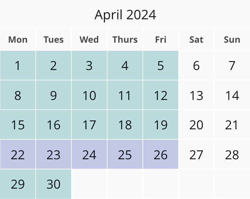 April 2024 Academic Calendar