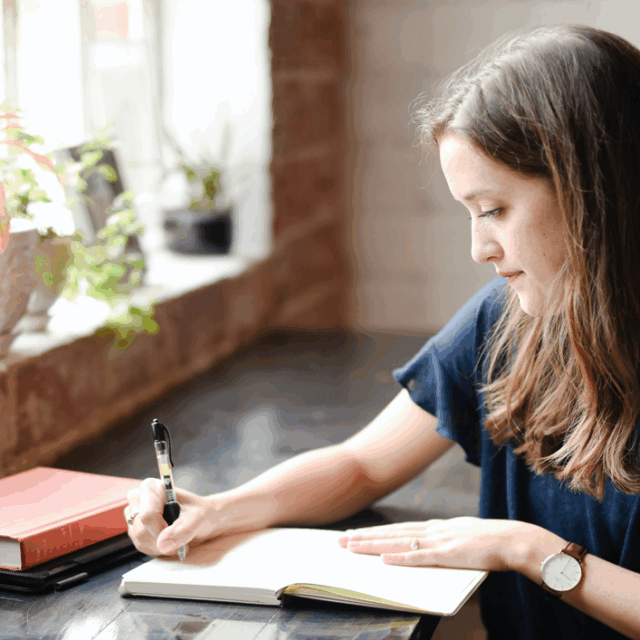 student writing